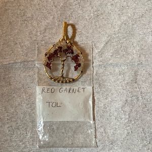 Red Garnet & Quartz Tree of Life Pendant